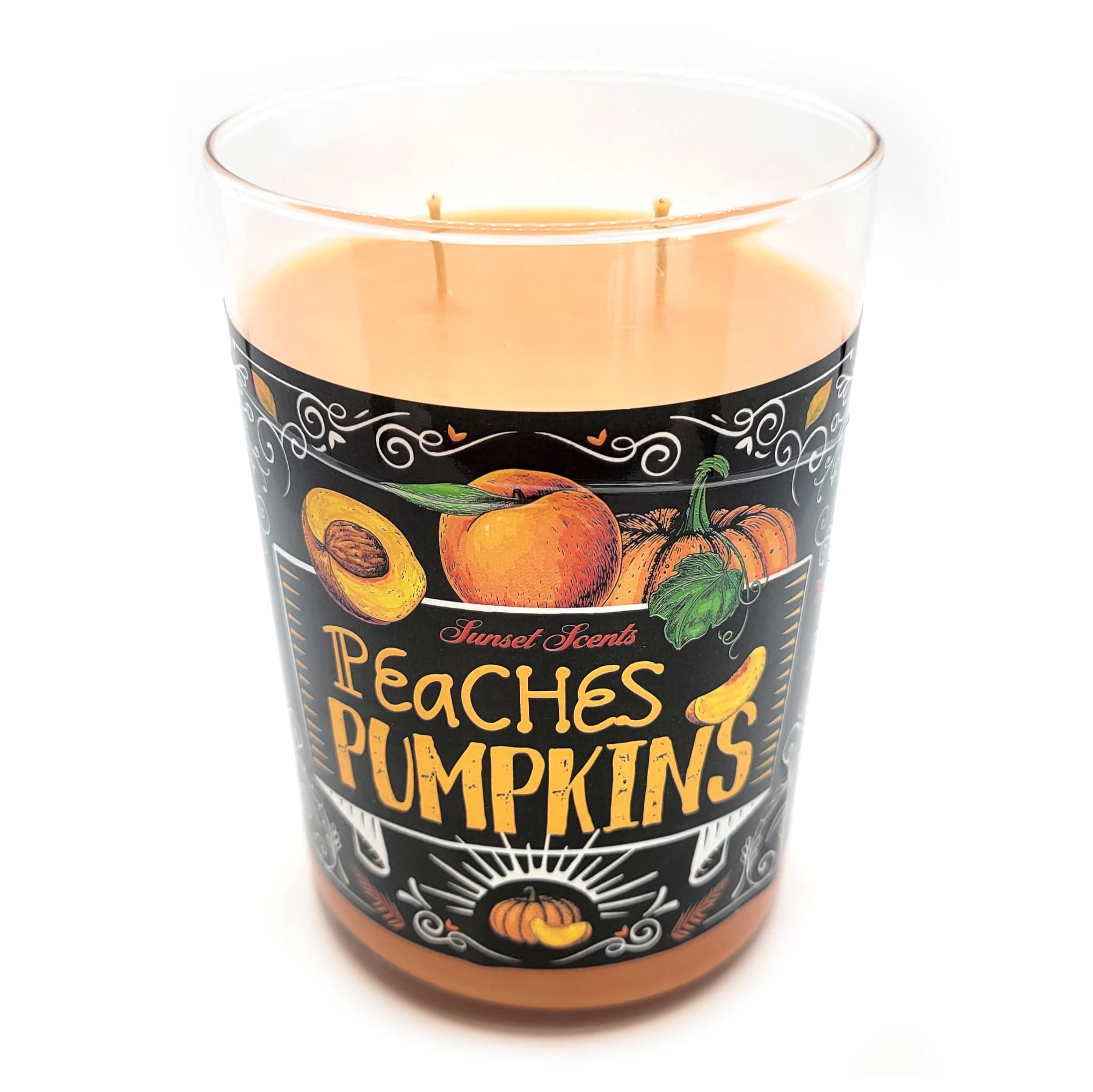 Peaches Pumpkins 22 oz. Chalkboard Lumie Shari with Gold Canyon Candles